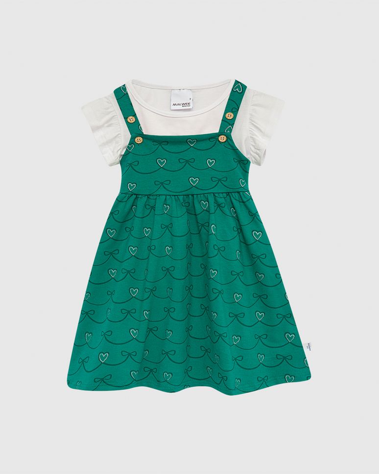 Conjunto Infantil Menina Blusa E Salopete Estampada Em Algodão Malwee Kids