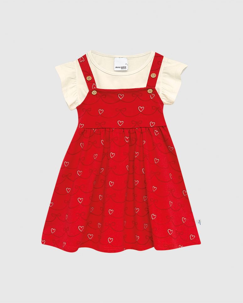 Conjunto Infantil Menina Blusa E Salopete Estampada Em Algodão Malwee Kids