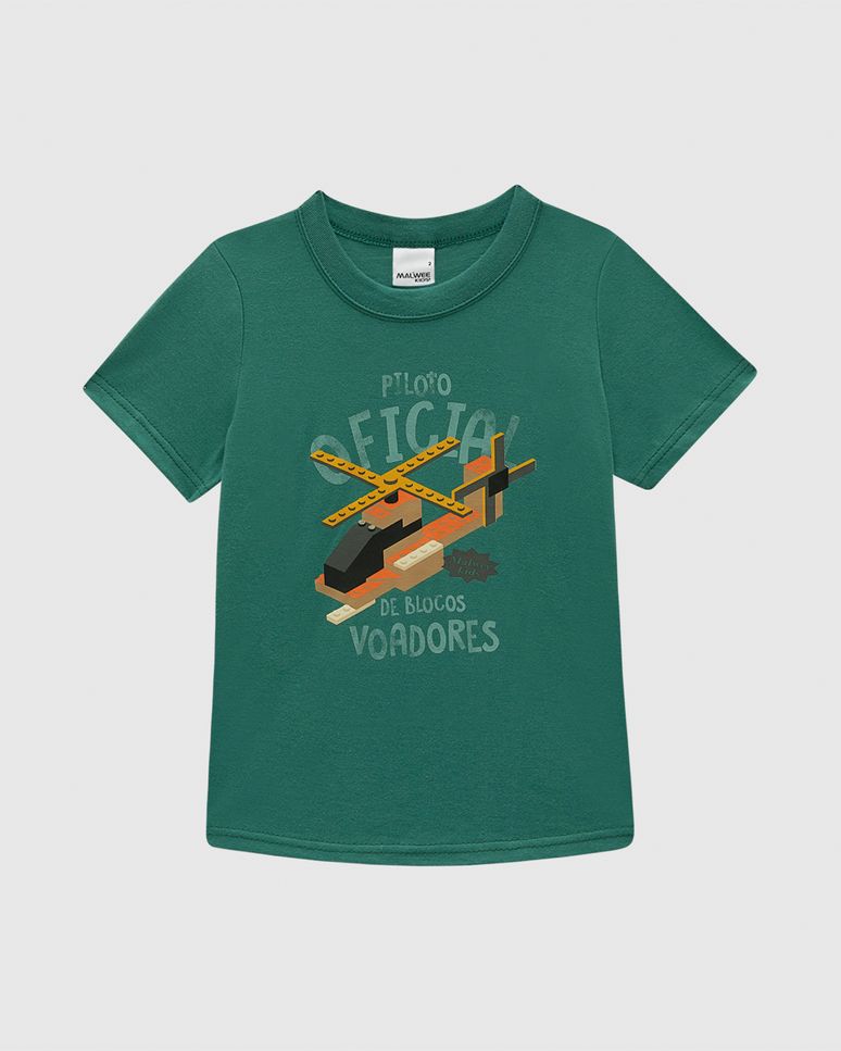 Camiseta Infantil Menino Estampa Temática Em Algodão Malwee Kids