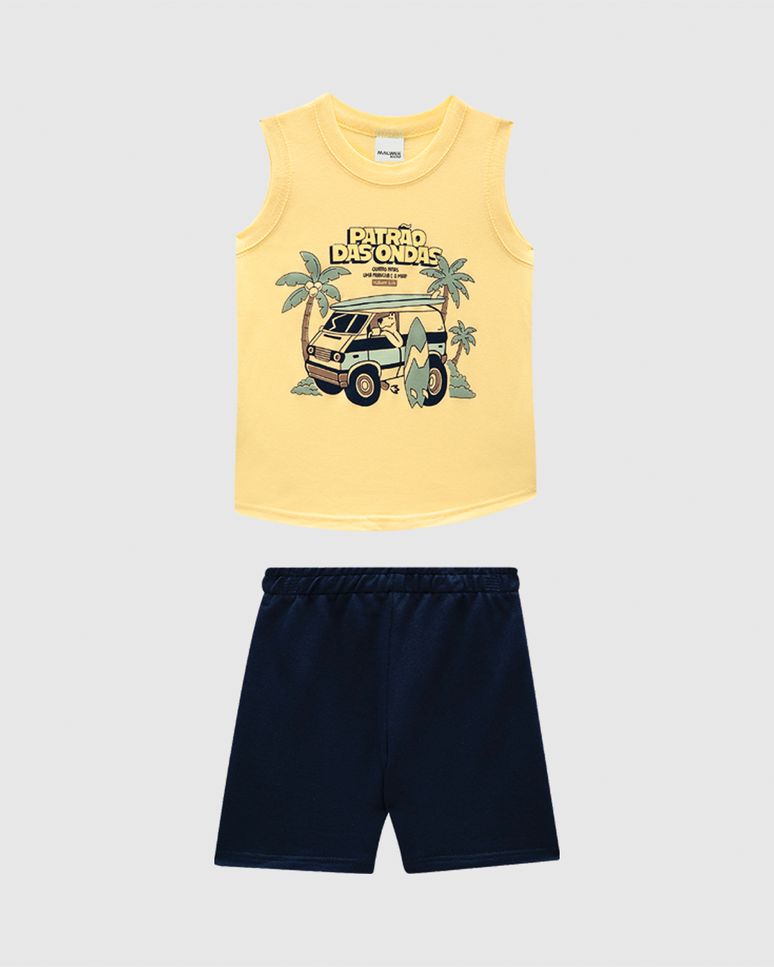 Conjunto Infantil Menino Regata Estampa Divertida Em Algodão Malwee Kids