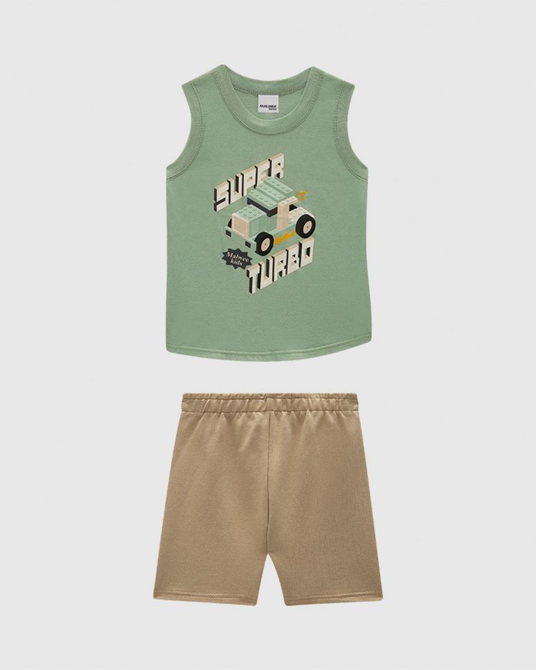 Conjunto Infantil Menino Regata Estampa Divertida Em Algodão Malwee Kids