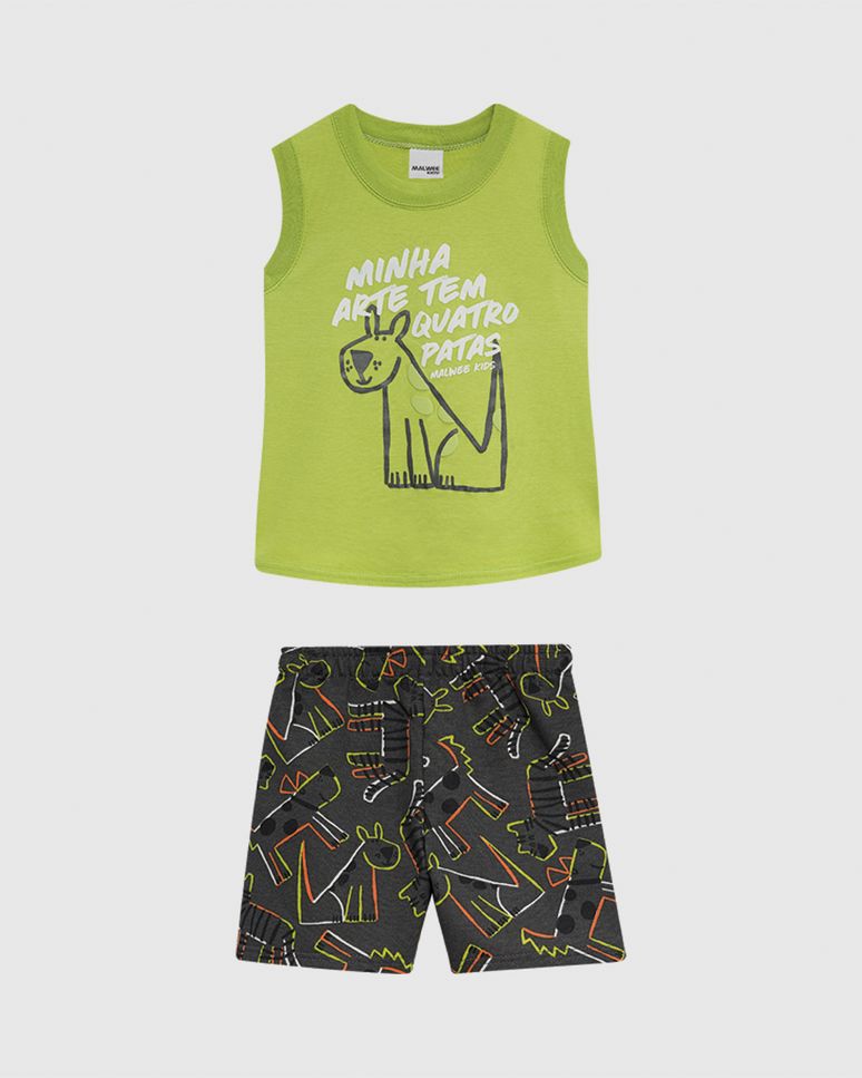 Conjunto Infantil Menino Minha Arte Tem Quatro Patas Em Algodão Malwee Kids