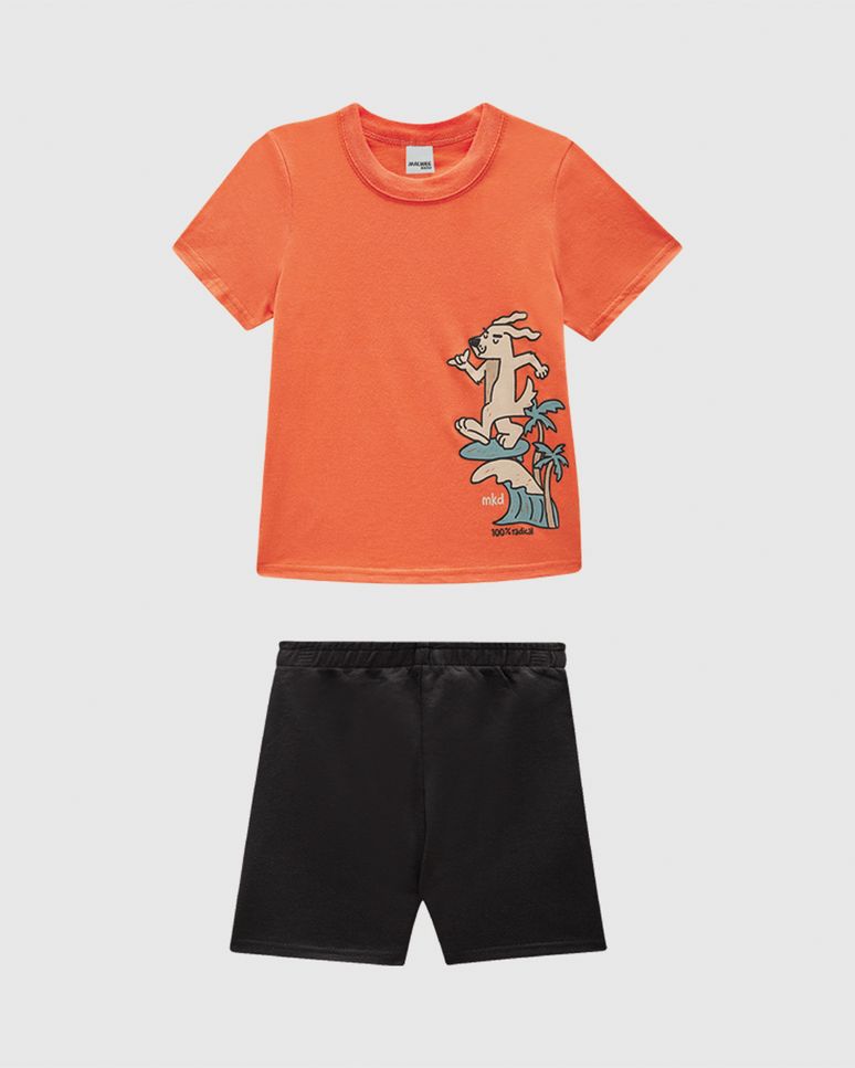 Conjunto Infantil Menino Camiseta Estampa Divertida Em Algodão Malwee Kids