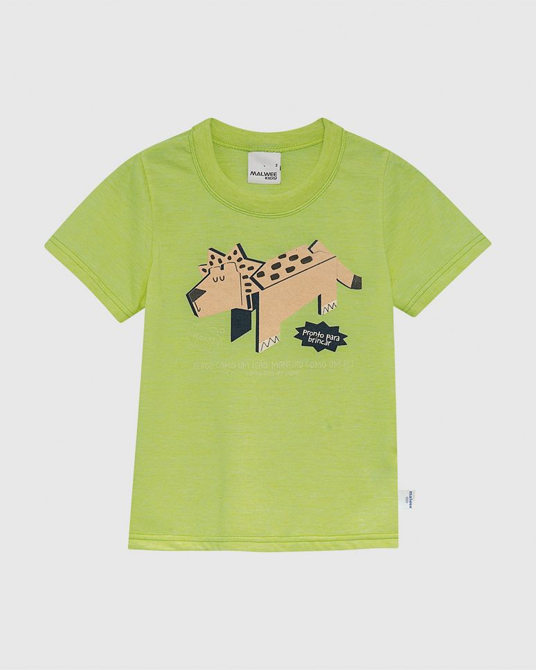 Camiseta Infantil Menino Feroz Como Um Leão Em Malha Rajada Malwee Kids