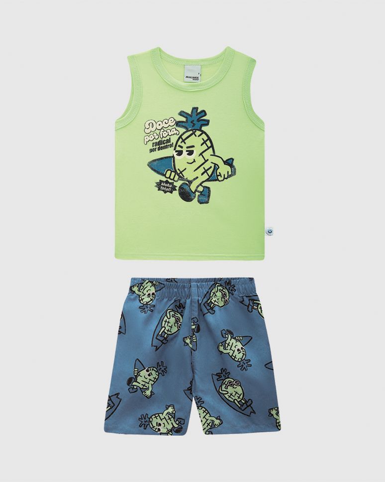 Conjunto Infantil Menino Aloha Total! Em Algodão E Microfibra Malwee Kids