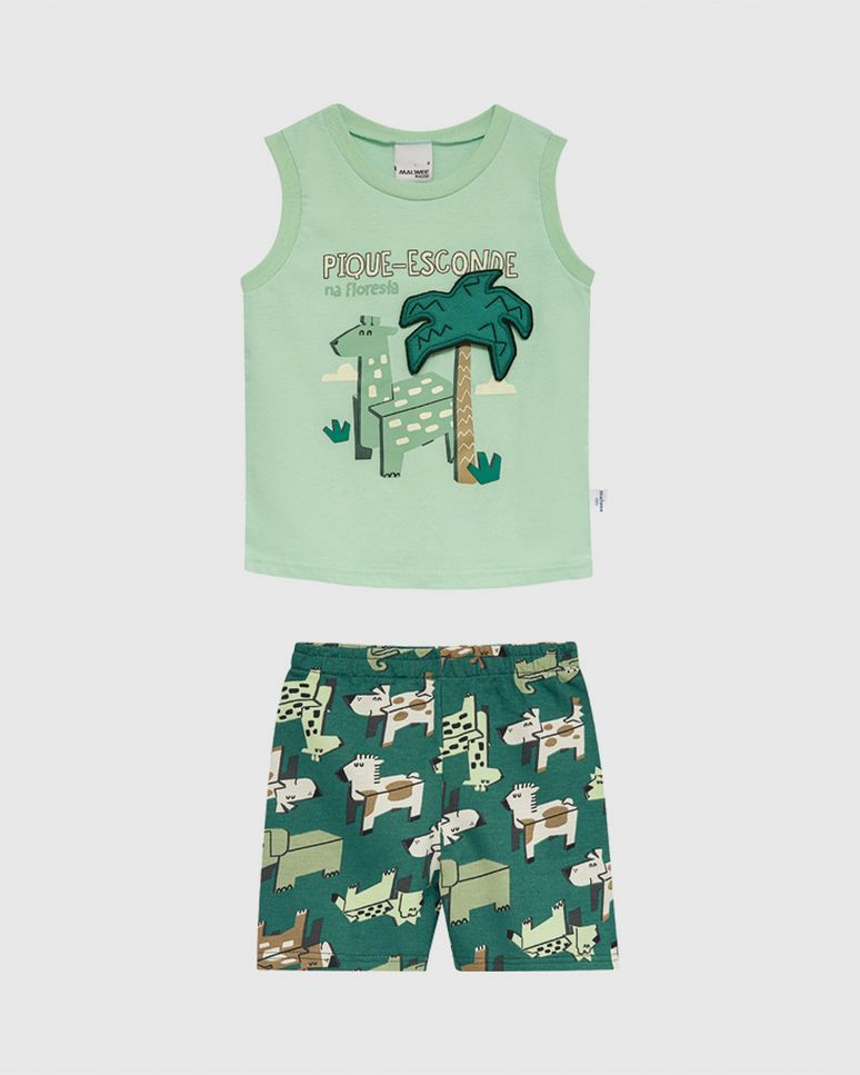 Conjunto Infantil Menino Pique-Esconde Na Floresta Em Algodão Malwee Kids