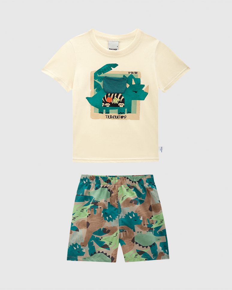 Conjunto Infantil Menino Camista Estampa + Aplique Interativo Malwee Kids