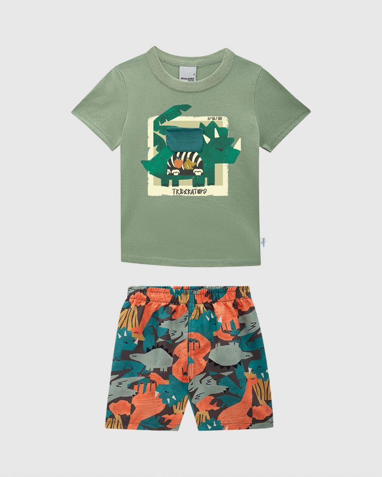 Conjunto Infantil Menino Camista Estampa + Aplique Interativo Malwee Kids