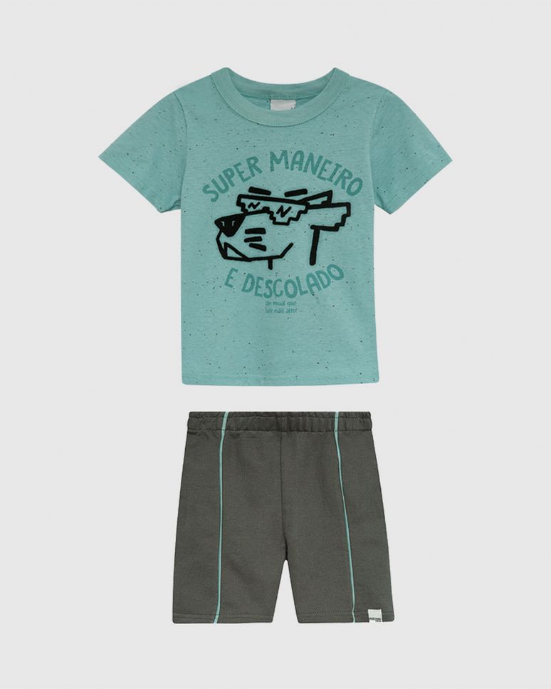 Conjunto Infantil Menino Super Maneiro E Descolado Malha Botonê Malwee Kids