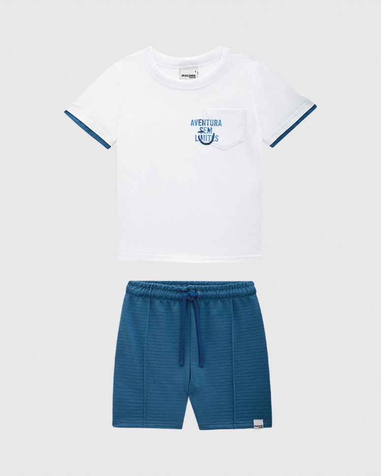 Conjunto Infantil Menino Bermuda Em Moletinho Texturizado Malwee Kids