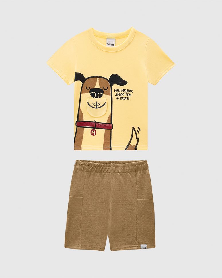 Conjunto Infantil Menino Meu Melhor Amigo Tem 4 Patas Em Algodão Malwee Kids