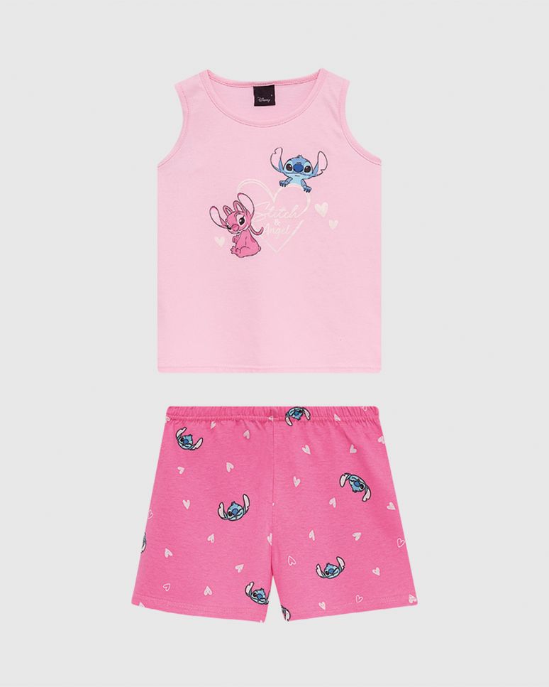 Pijama Infantil Menina Estampa Stitch E Angel Disney Em Algodão Malwee Kids