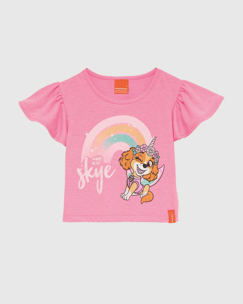 Blusa Infantil Menina Box Estampa Glitter Patrulha Canina Malwee Kids