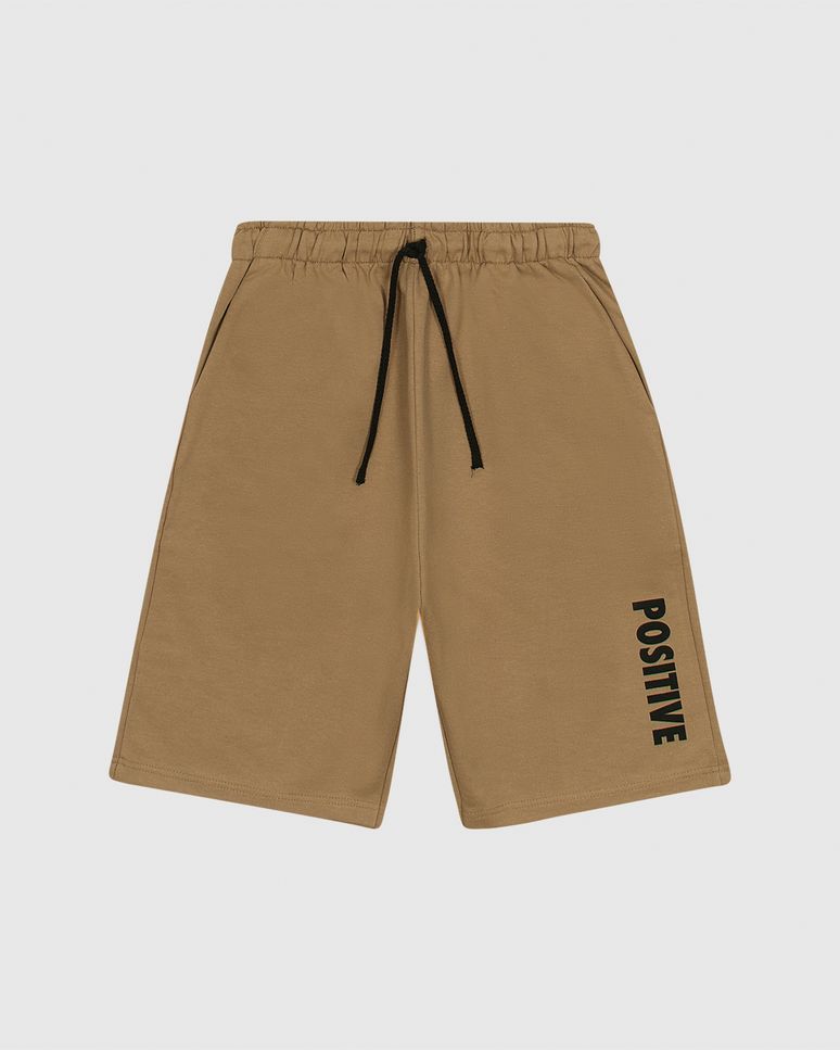 Bermuda Menino Estampa Positive Cadarço Funcional Em Moletom Malwee Kids