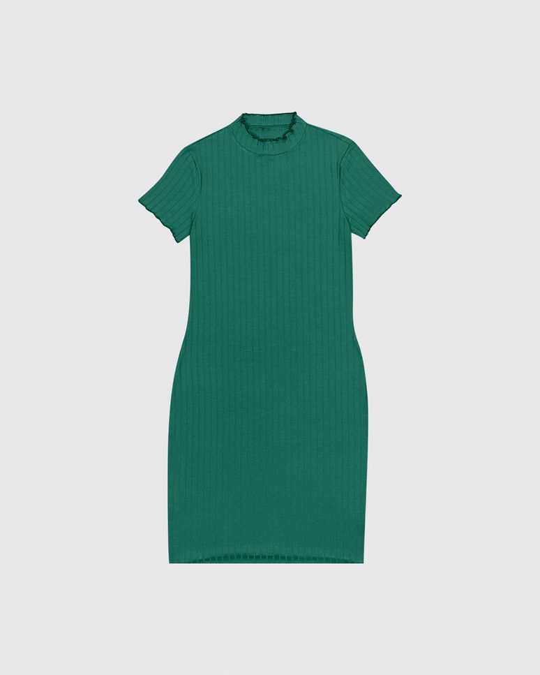 Vestido Menina Justo Gola Alta Em Malha Viscose Canelada Malwee Kids