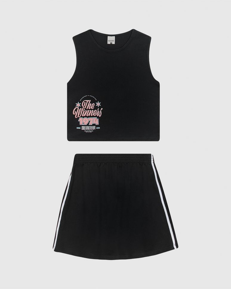 Conjunto Menina Regata The Winners 1974 E Saia Em Moletinho Malwee Kids