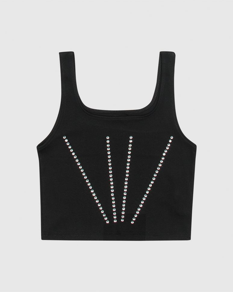 Regata Cropped Menina Aplicação Strass Em Ribana Malwee Kids