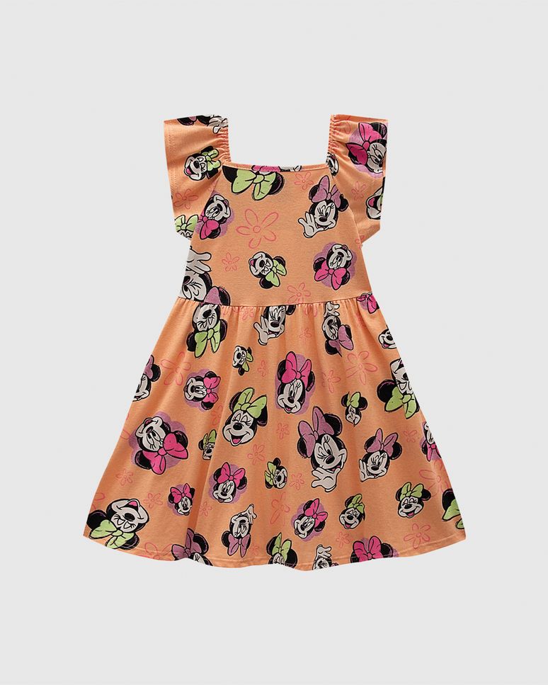 Vestido Infantil Rodado Minnie Mouse Disney Em Algodão Malwee Kids