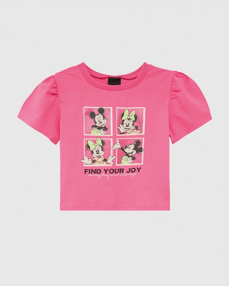 Blusa Infantil Menina Box Estampa Glitter Mickey Disney Em Algodão Malwee Kids