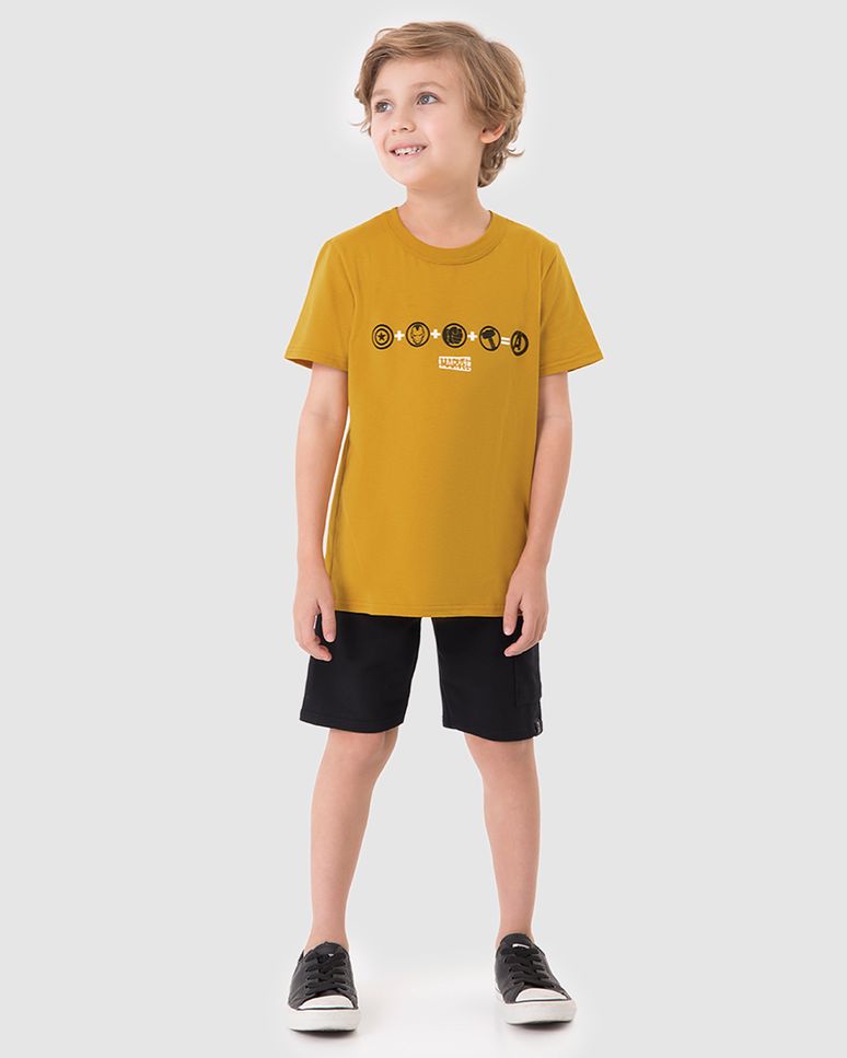 Camiseta Infantil Menino Avengers Estampa Frente E Costas Malwee Kids