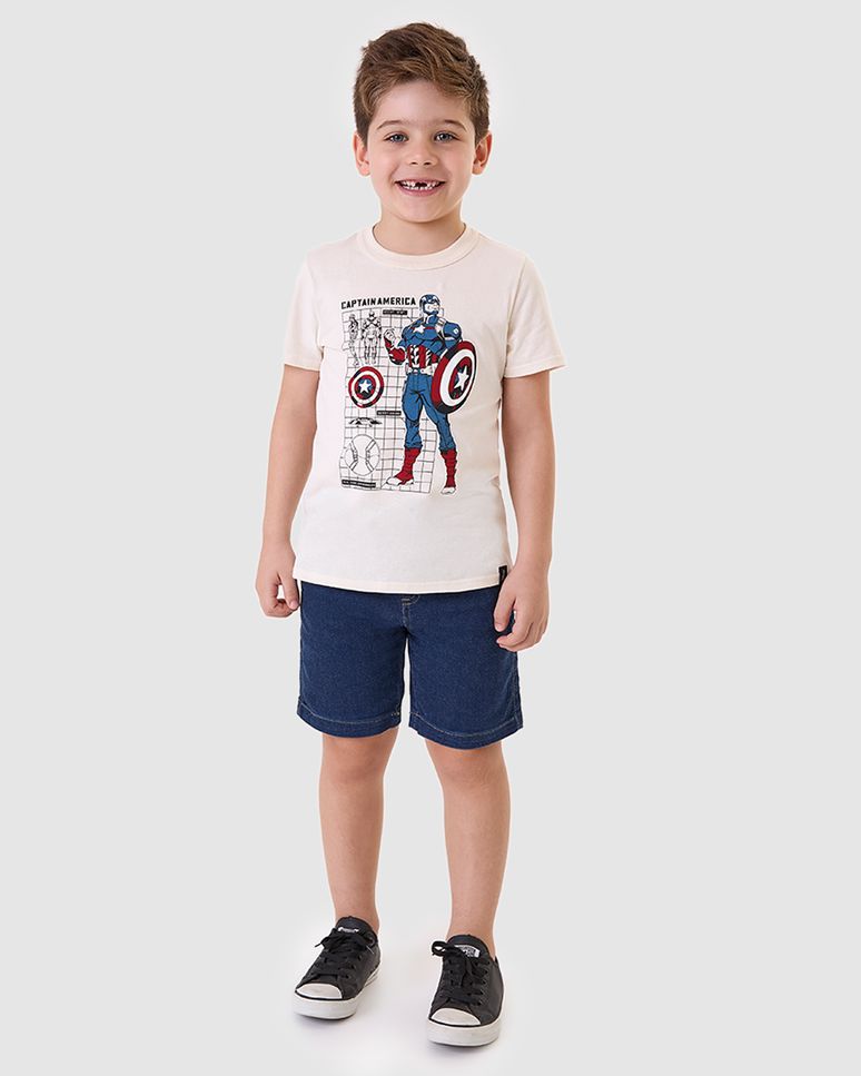 Camiseta Infantil Menino Avengers Captain America Em Algodão Malwee Kids