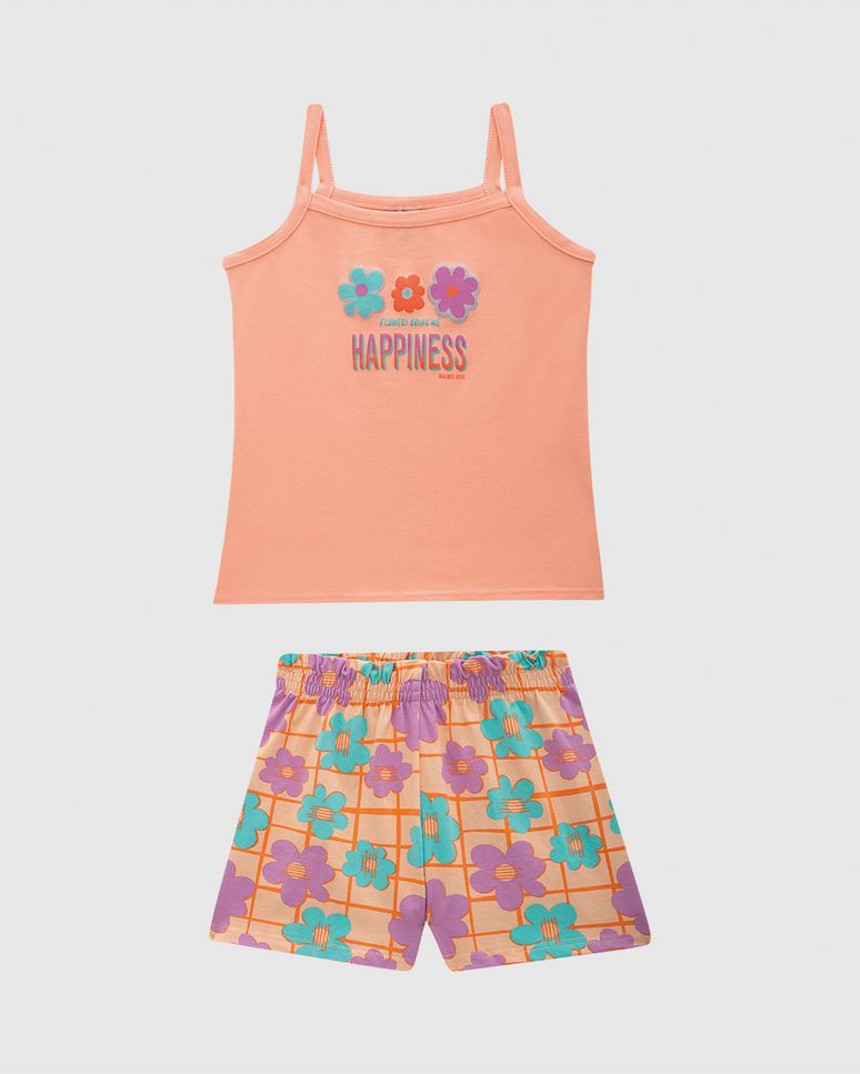 Conjunto Infantil Menina Regata Decote Reto Em Algodão Malwee Kids