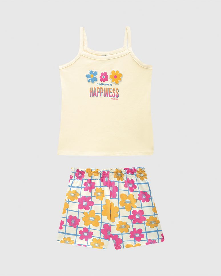 Conjunto Infantil Menina Regata Decote Reto Em Algodão Malwee Kids
