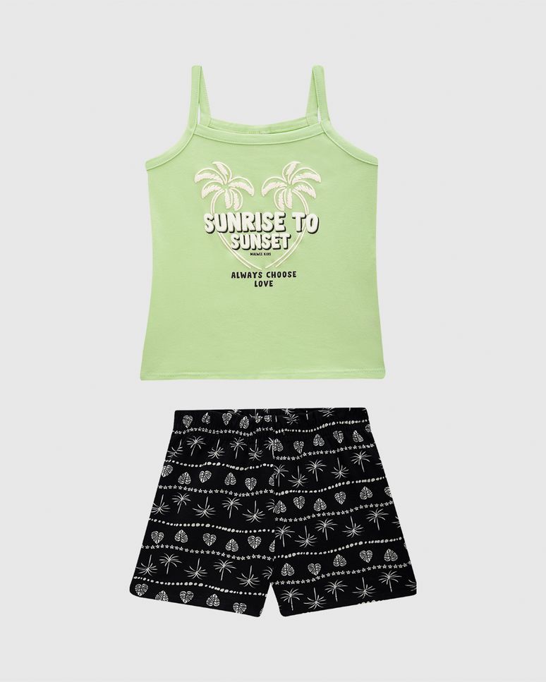 Conjunto Infantil Menina Regata Decote Reto Em Algodão Malwee Kids