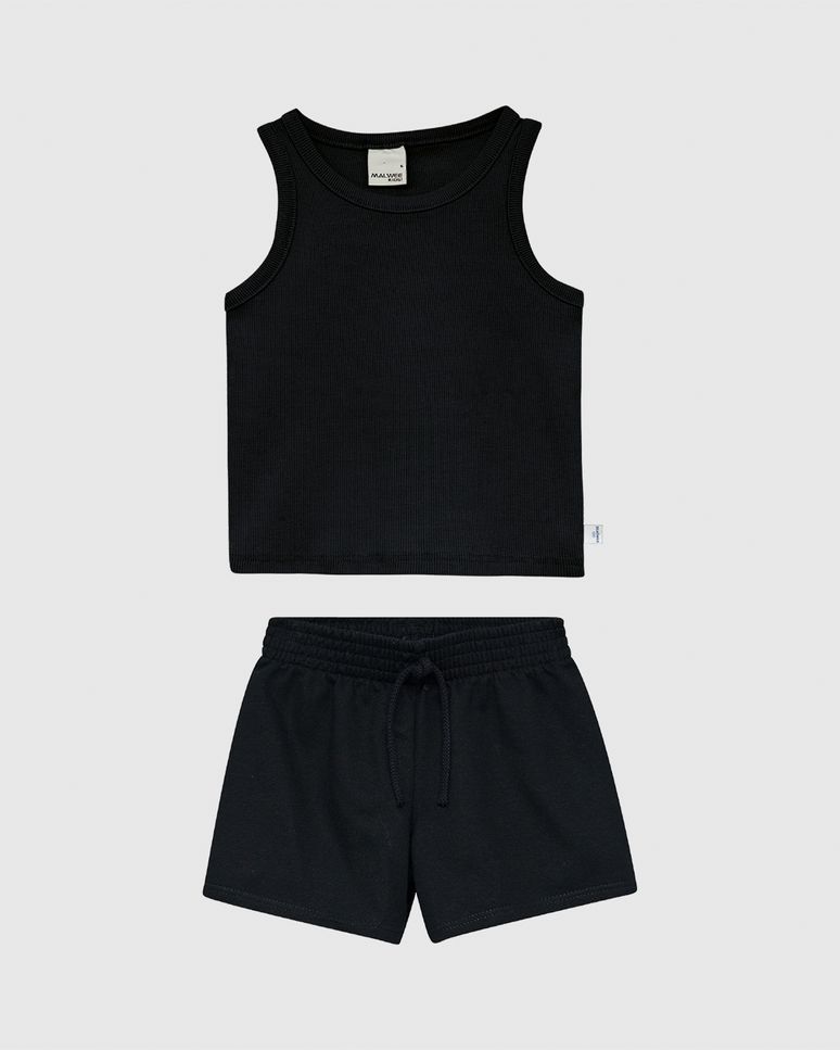 Conjunto Infantil Menina Regata Ribana E Shorts Em Moletinho Malwee Kids