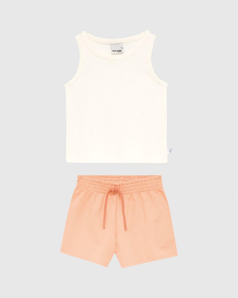 Conjunto Infantil Menina Regata Ribana E Shorts Em Moletinho Malwee Kids