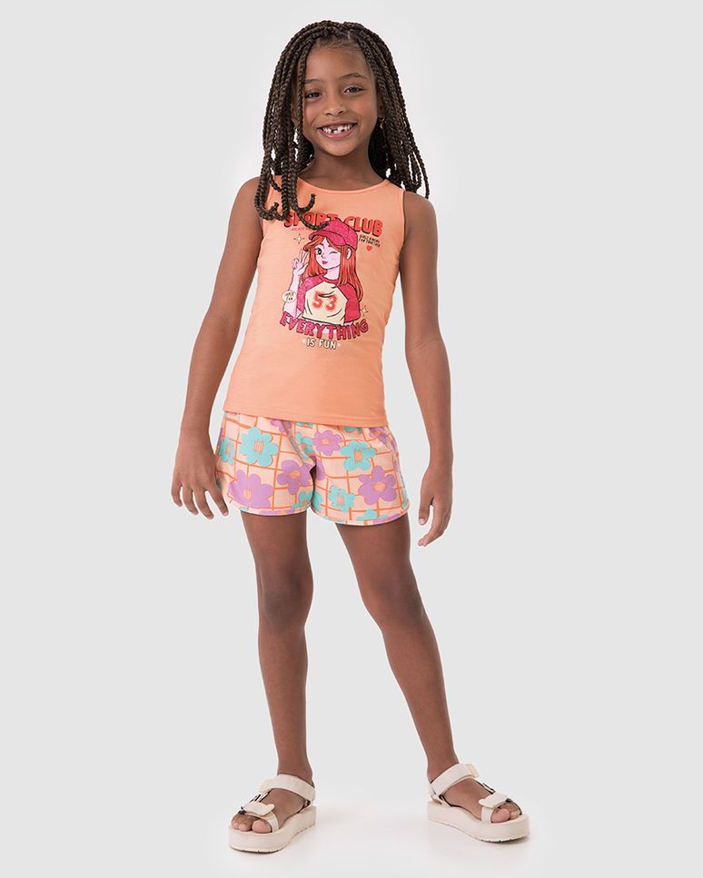 Regata Infantil Menina Estampa Com Glitter Em Algodão Malwee Kids