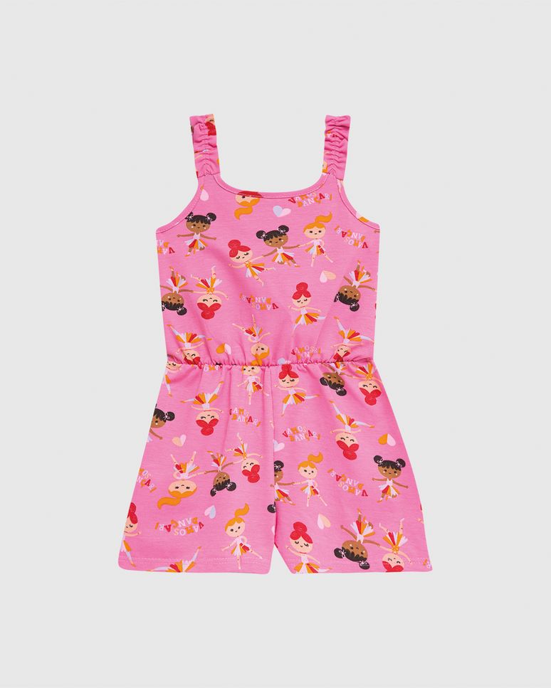 Macaquinho Infantil Menina Alça Elástica Em Algodão Malwee Kids