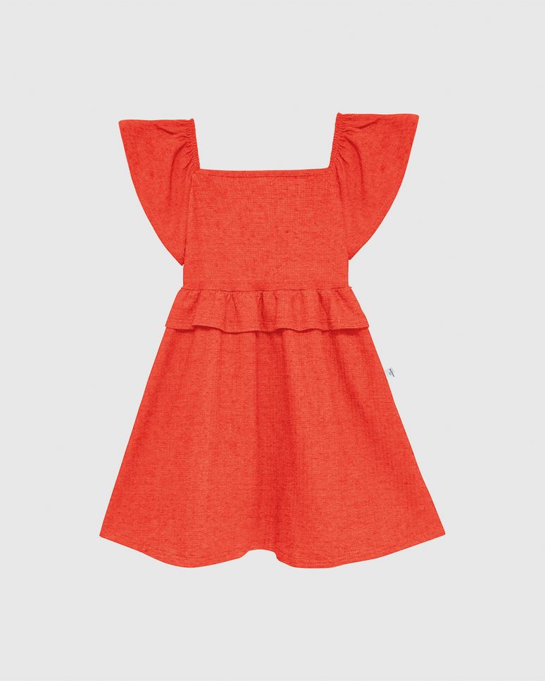 Vestido Infantil Babado Na Cintura Em Malha Texturizada Malwee Kids