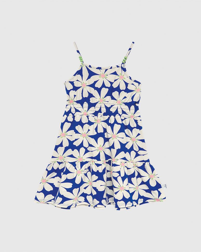 Vestido Infantil Floral Alça Fina Aplique Miçanga Em Algodão Malwee Kids