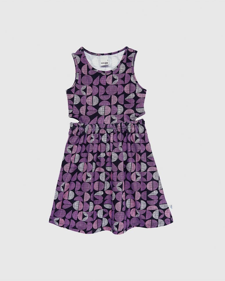 Vestido Infantil Estampado Detalhe Vazado Lateral Em Algodão Malwee Kids