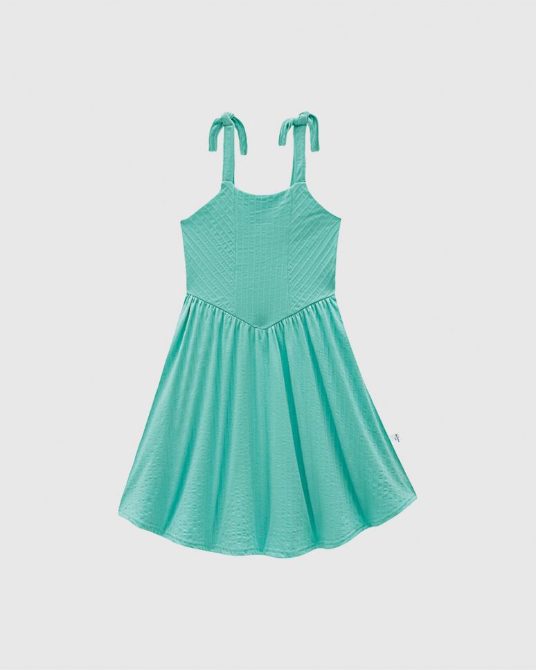 Vestido Infantil Alça Detalhe Nó Em Malha Texturizada Malwee Kids