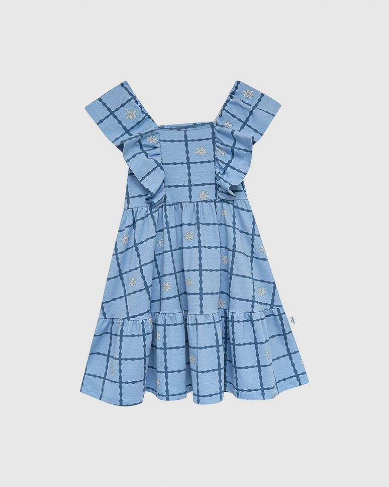 Vestido Infantil Marias Estampa Quadriculada E Flor Em Algodão Malwee Kids