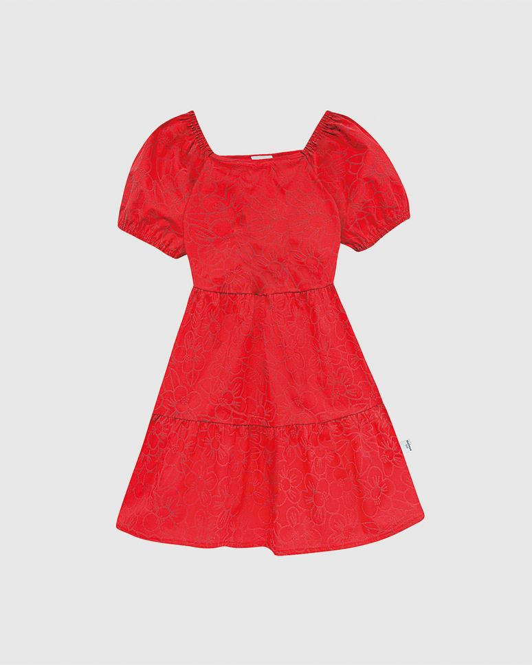 Vestido Infantil Estampa Floral Decote Quadrado Algodão Stretch Malwee Kids