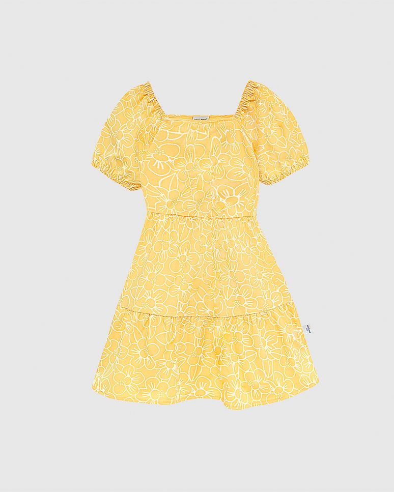 Vestido Infantil Estampa Floral Decote Quadrado Algodão Stretch Malwee Kids