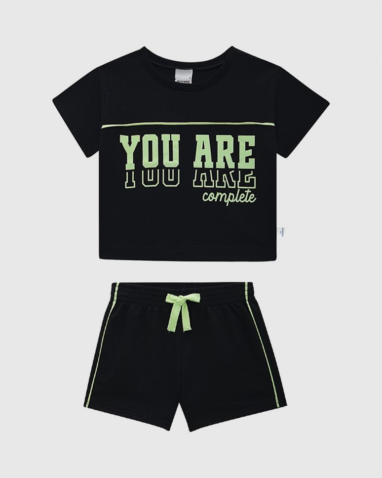 Conjunto Infantil Menina You Are Complete Em Malha Rajada Malwee Kids