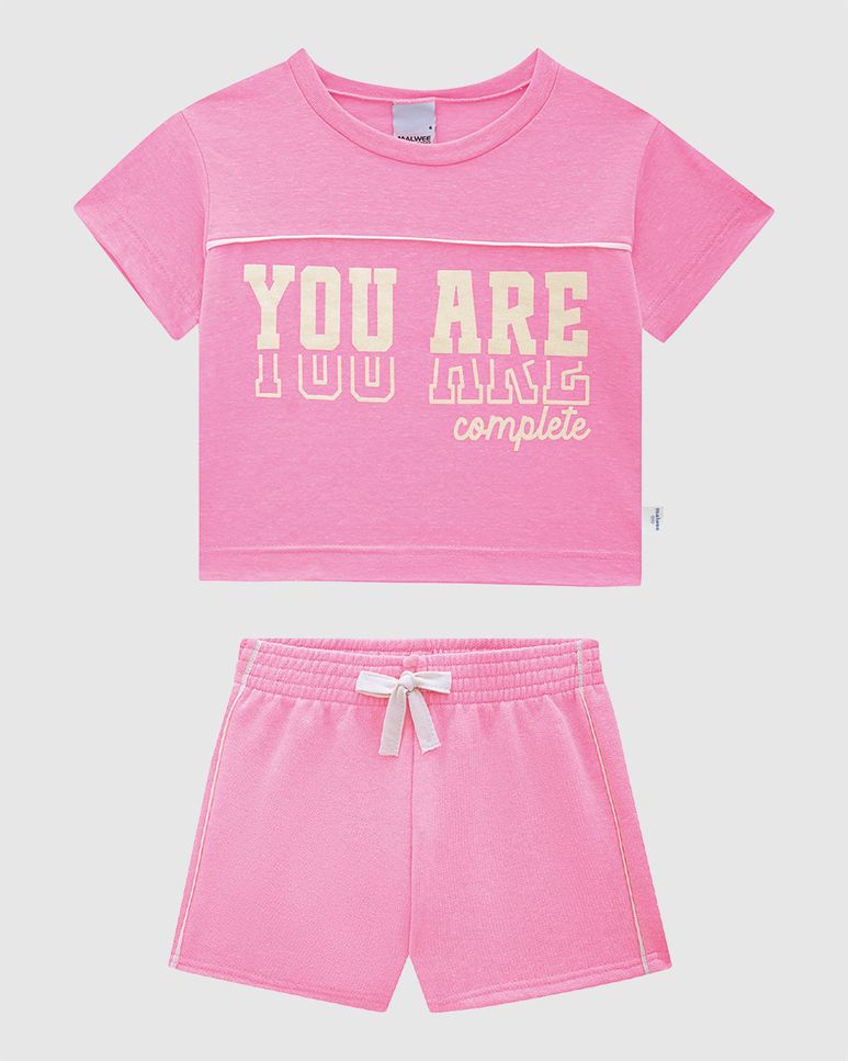 Conjunto Infantil Menina You Are Complete Em Malha Rajada Malwee Kids