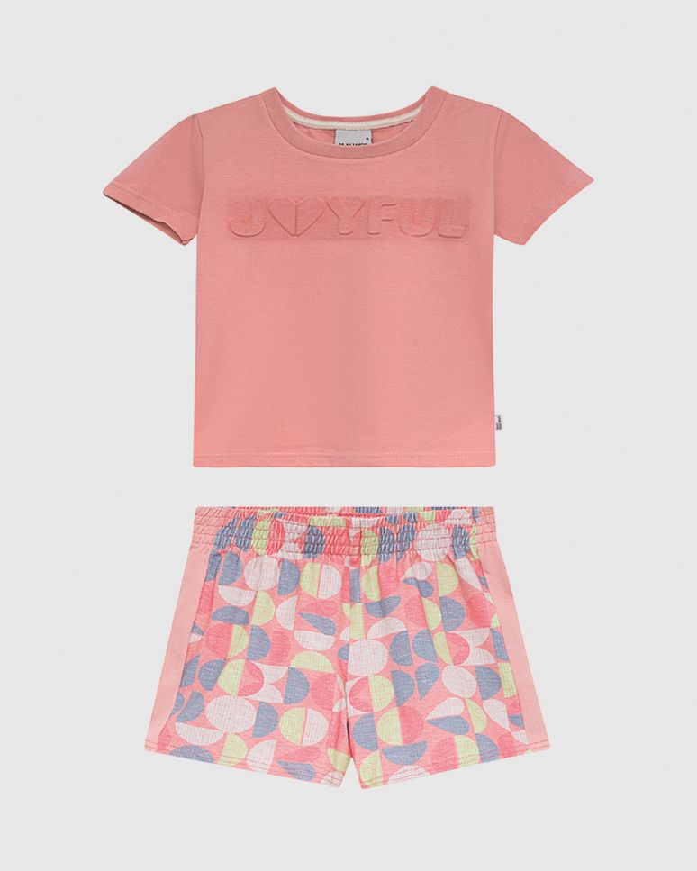 Conjunto Infantil Menina Blusa Estampa Embossing Joyful Algodão Malwee Kids