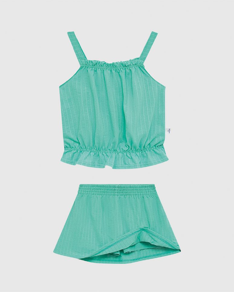 Conjunto Infantil Menina Regata E Saia Em Malha Texturizada Malwee Kids