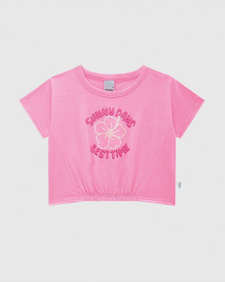 Blusa Infantil Menina Cropped Sunny Days Best Time Malha Rajada Malwee Kids