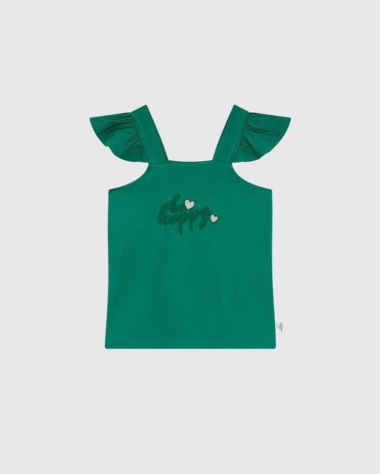 Regata Infantil Menina Be Happy Estampa Puff Em Malha Texturizada Malwee Kids