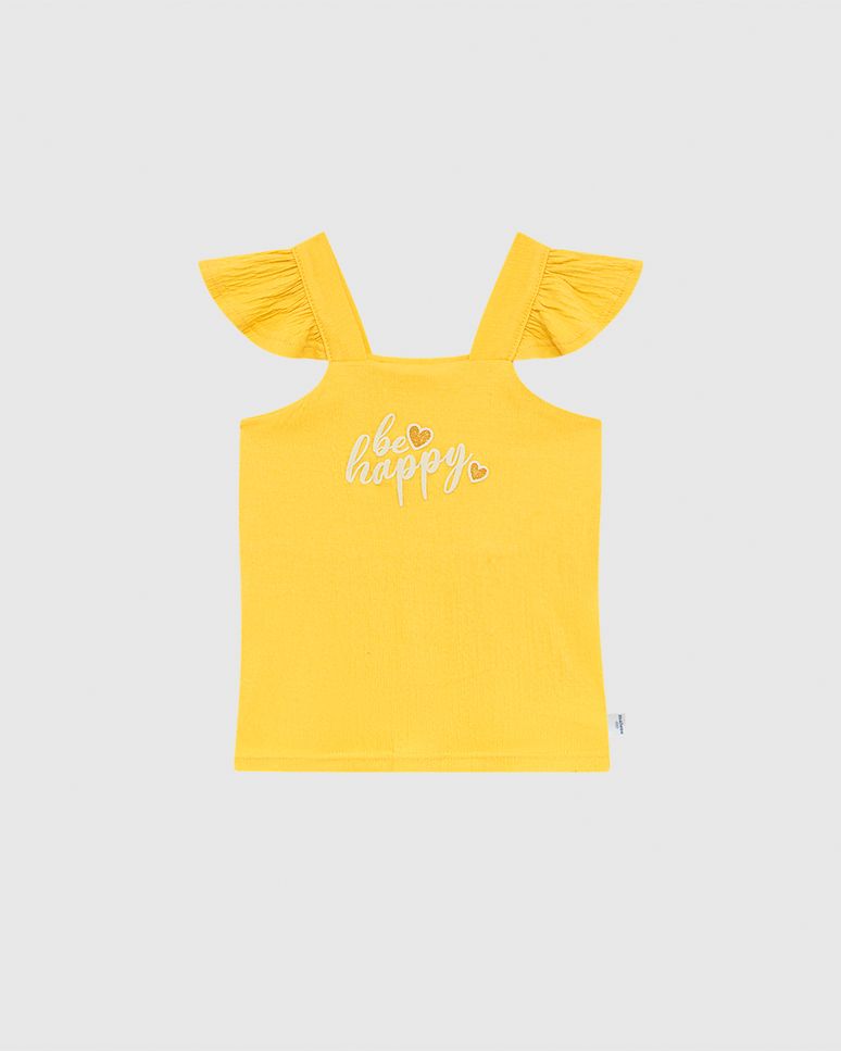 Regata Infantil Menina Be Happy Estampa Puff Em Malha Texturizada Malwee Kids