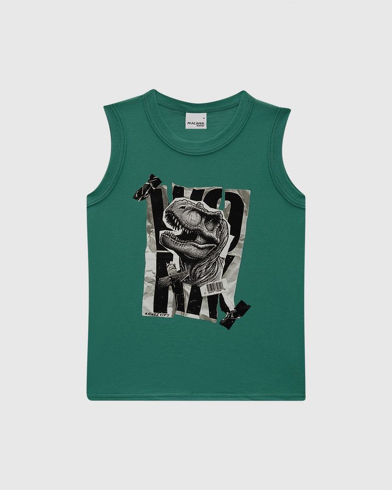 Regata Infantil Menino Alça Larga Estampa Frontal Em Algodão Malwee Kids