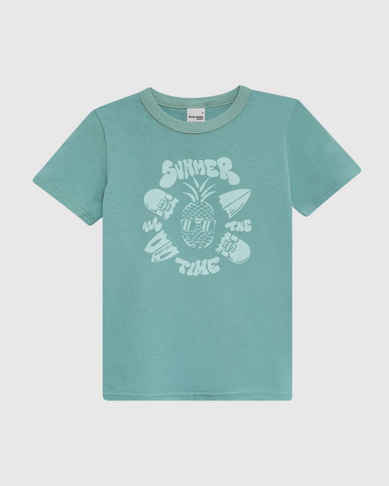 Camiseta Infantil Menino Gola Redonda Estampa Frontal Em Algodão Malwee Kids