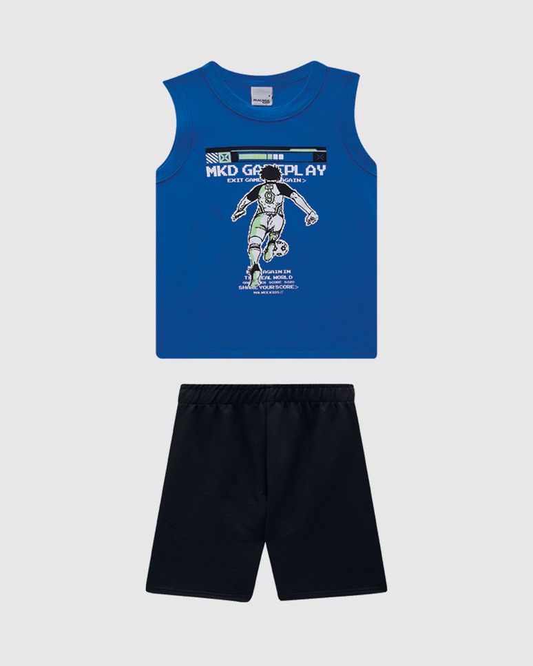 Conjunto Infantil Menino Bermuda Cós Elástico Em Moletinho