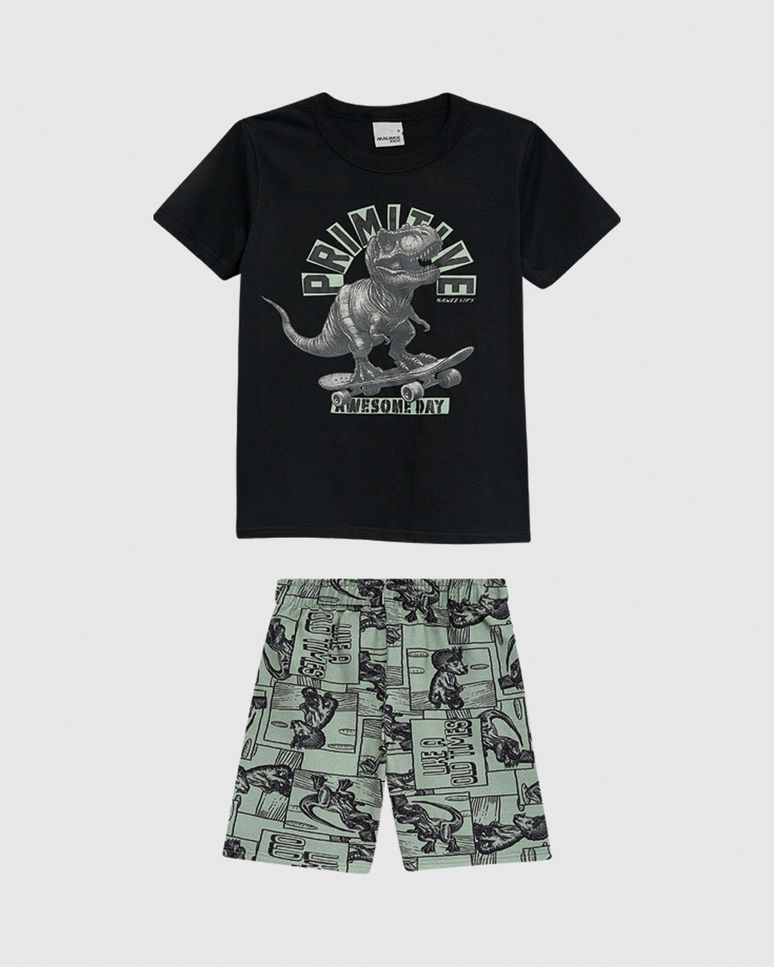 Conjunto Infantil Menino Camiseta E Bermuda Estampa Digital Malwee Kids